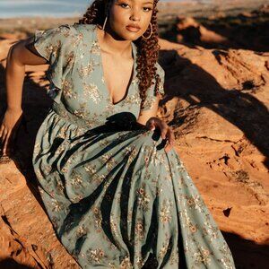 Baltic Born Lynlee Metallic Maxi Dress | Eucalyptus Size LL